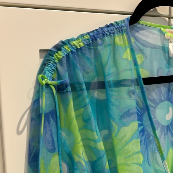 Silk & Satin Sheer Floral 2 piece Robe and Nightgown Women size L - XL - Picture 6 of 13